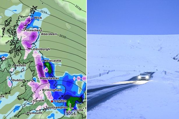 Snow maps show exact date next week blizzard will engulf 500-mile stretch of UK