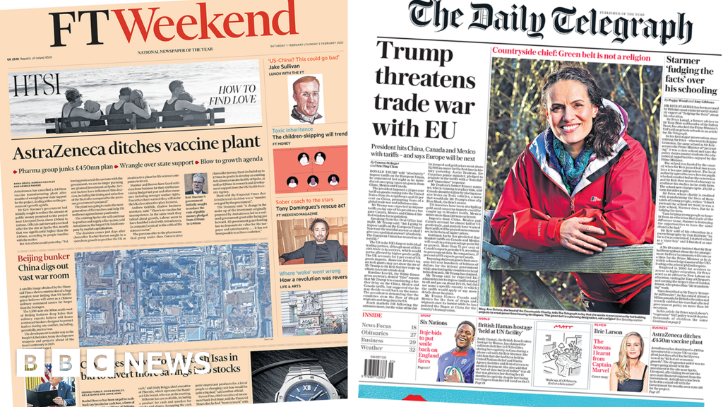 The Papers: 'AstraZeneca ditches vaccine plant' and Trump's EU tariff threat