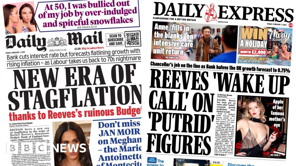 The Papers: 'New era of stagflation' and 'putrid' figures for Reeves