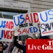 US politics live: Trump administration sued by largest government workers’ union over dismantling of USAid