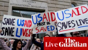 US politics live: Trump administration sued by largest government workers’ union over dismantling of USAid