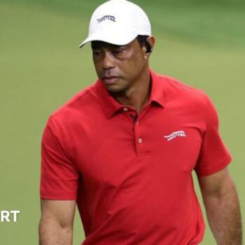 Tiger Woods during a recent Tomorrow's Golf League (TGL) event